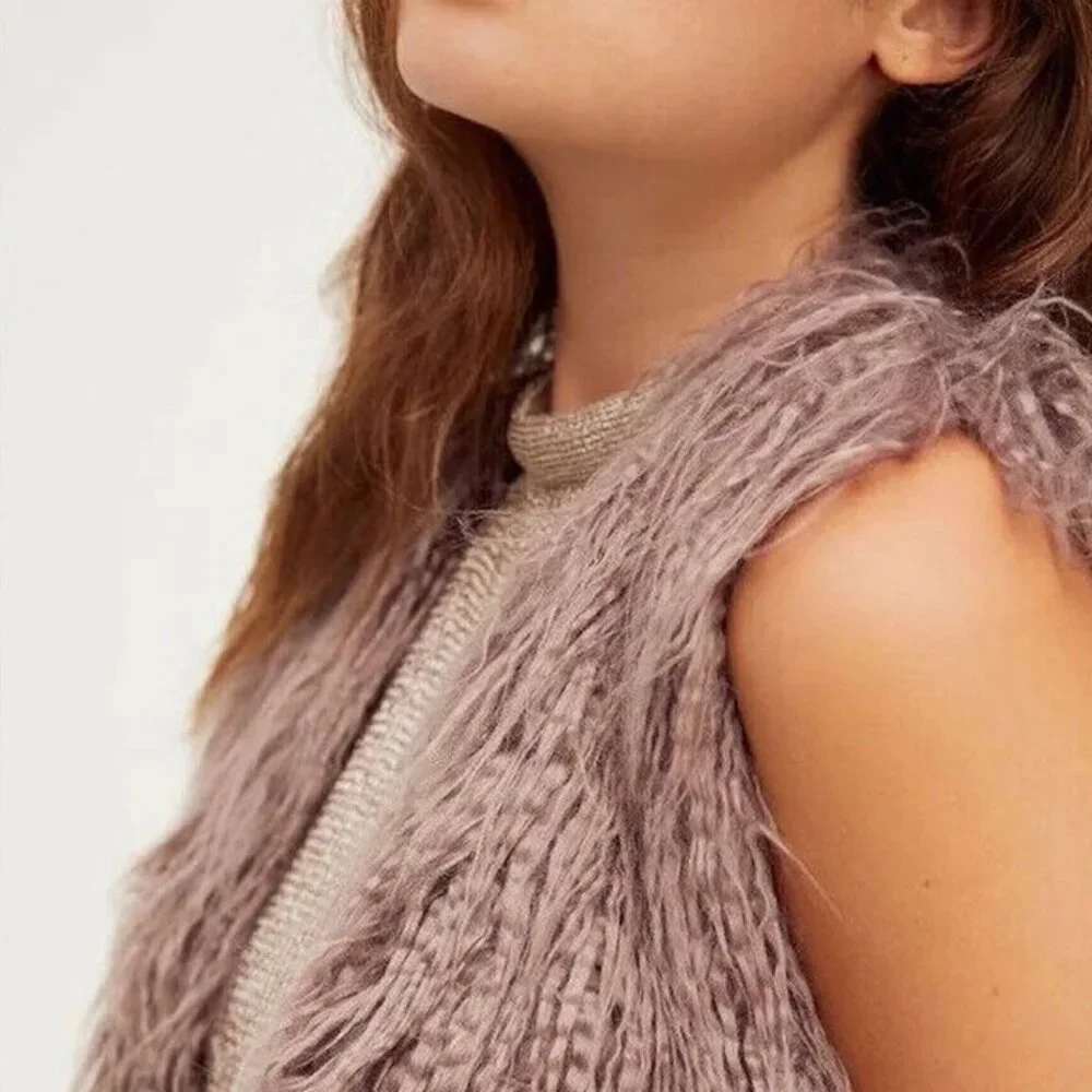 NWOT Free People Starlight Mongolian Shaggy Faux Fur Vest